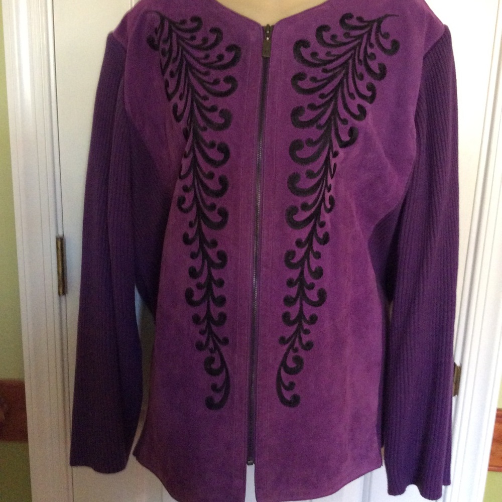 Bob Mackie Suede Sweater Jacket